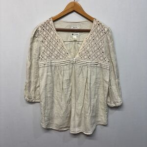 Malvin Women 100% Linen 3/4 Sleeve Blouse Top Shirt Size Large D027 -28
